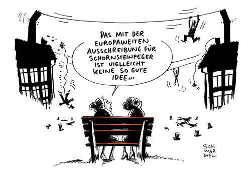 Cartoon: Monopol Schornsteinfeger (medium) by Schwarwel tagged ende,monopol,schornsteinfeger,freie,wahl,europaweit,europa,schornstein,hausbesitzer,kaminkehrer,karikatur,schwarwel,ende,monopol,schornsteinfeger,freie,wahl,europaweit,europa,schornstein,hausbesitzer,kaminkehrer,karikatur,schwarwel