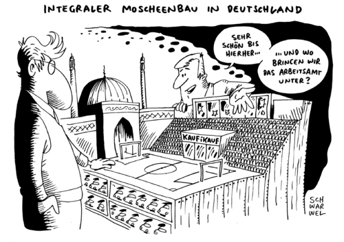 Cartoon: Moscheebau Leipzig (medium) by Schwarwel tagged moscheebau,leipzig,fremdenfeindlichkeit,bevölkerung,karikatur,schwarwel,religion,gewalt,ahmadiyya,gemeinde,gohlis,schweinsköpfe,schwein,muslime,abschreckung,terror,staatsschutz,rechtsradikal,nazis,radikal,npd,ausländer,islam,moscheebau,leipzig,fremdenfeindlichkeit,bevölkerung,karikatur,schwarwel,religion,gewalt,ahmadiyya,gemeinde,gohlis,schweinsköpfe,schwein,muslime,abschreckung,terror,staatsschutz,rechtsradikal,nazis,radikal,npd,ausländer,islam