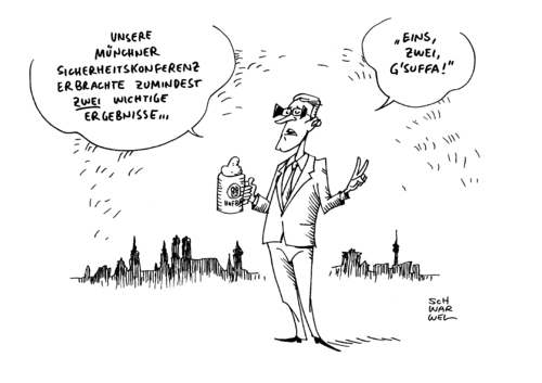 Cartoon: Münchner Sicherheitskonferenz (medium) by Schwarwel tagged sicherheitspolitische,aufgaben,sicherheitskonferenz,karikatur,schwarwel,münchen,treffen,gipfel,kongress,sicherheit,politik,bundesaußenminister,guido,westerwelle,fdp,nato,generalsekretär,anders,fogh,rasmussen,konflikt,welt,krise,transatlantische,beziehung,einsatz,mali,krieg,terror,waffen,gewalt,flüchtlinge,bomben,afghanistan,irak,milität,bündnis,armee,bundeswehr,soldat,massaker,syrien,sicherheitspolitische,aufgaben,sicherheitskonferenz,karikatur,schwarwel,münchen,treffen,gipfel,kongress,sicherheit,politik,bundesaußenminister,guido,westerwelle,fdp,nato,generalsekretär,anders,fogh,rasmussen,konflikt,welt,krise,transatlantische,beziehung,einsatz,mali,krieg,terror,waffen,gewalt,flüchtlinge,bomben,afghanistan,irak,milität,bündnis,armee,bundeswehr,soldat,massaker,syrien