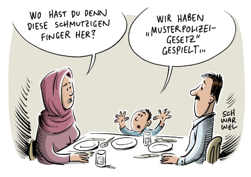 Cartoon: Musterpolizeigesetz (medium) by Schwarwel tagged innenminister,bundesweit,musterpolizeigesetz,polizeigesetz,polizei,gesetz,beamte,fingerabdrücke,kinder,innere,sicherheit,sicherheitsstandards,karikatur,schwarwel,innenminister,bundesweit,musterpolizeigesetz,polizeigesetz,polizei,gesetz,beamte,fingerabdrücke,kinder,innere,sicherheit,sicherheitsstandards,karikatur,schwarwel