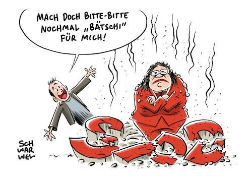 Cartoon: Nahles SPD nach Bayerwahl (medium) by Schwarwel tagged spd,nahles,bayern,wahl,wahlen,landtagswahl,söder,seehofer,csu,cdu,die,grüne,grünen,hessen,wähler,afd,alternative,für,deutschland,freie,cartoon,karikatur,schwarwel,spd,nahles,bayern,wahl,wahlen,landtagswahl,söder,seehofer,csu,cdu,die,grüne,grünen,hessen,wähler,afd,alternative,für,deutschland,freie,cartoon,karikatur,schwarwel