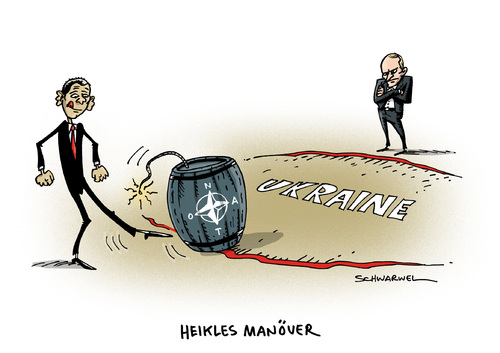 Cartoon: Nato Ukraine Bundeswehr (medium) by Schwarwel tagged nato,ukraine,bundeswehr,manöver,teilnahme,einzelpersonal,karikatur,schwarwel,obama,putin,nato,ukraine,bundeswehr,manöver,teilnahme,einzelpersonal,karikatur,schwarwel,obama,putin