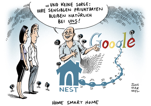 Cartoon: Nest Überwachungssystem zu Haus (medium) by Schwarwel tagged smart,home,zu,hause,zuhause,google,tochter,nest,überwachungssystem,überwachung,datensicherheit,daten,karikatur,schwarwel,smart,home,zu,hause,zuhause,google,tochter,nest,überwachungssystem,überwachung,datensicherheit,daten,karikatur,schwarwel