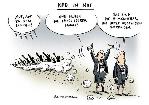 Cartoon: NPD Verbot V Leute (medium) by Schwarwel tagged npd,regierung,debatte,leute,verbot,nationalsozialismus,radikal,rechts,partei,schwarwel,karikatur,deutschland,polizei,sicherheit,npd,partei,rechts,nationalsozialismus,verbot,leute,debatte,regierung,sicherheit,polizei,nazis