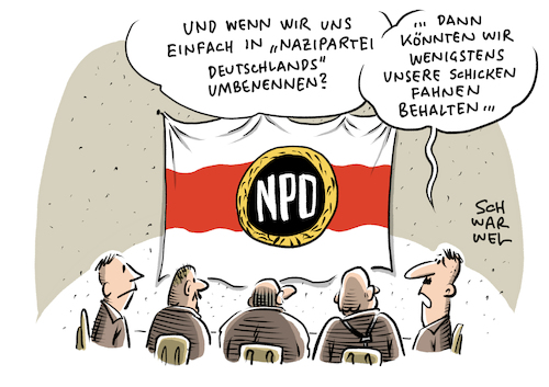 Cartoon: NPD will sich umbenennen (medium) by Schwarwel tagged npd,nazi,nazis,neonazis,partei,nazipartei,rechtsextremismus,rechtsextremisten,rechts,rechtspopulismus,rechtspopulisten,rassismus,rassisten,mitgliederschwund,mitglieder,heil,hitler,sieg,sozialistische,reichspartei,nsdap,cartoon,karikatur,schwarwel,npd,nazi,nazis,neonazis,partei,nazipartei,rechtsextremismus,rechtsextremisten,rechts,rechtspopulismus,rechtspopulisten,rassismus,rassisten,mitgliederschwund,mitglieder,heil,hitler,sieg,sozialistische,reichspartei,nsdap,cartoon,karikatur,schwarwel