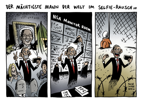 Cartoon: Obamas Selbstfotos Mandela (medium) by Schwarwel tagged barack,obama,nelson,mandela,selbstfotos,fotos,trauerfeier,trauer,tod,tot,frieden,gerechtigkeit,held,freiheitskämpfer,nsa,spionage,affäre,überwachung,guantanamo,top,secret,kamera,fotografieren,karikatur,schwarwel,barack,obama,nelson,mandela,selbstfotos,fotos,trauerfeier,trauer,tod,tot,frieden,gerechtigkeit,held,freiheitskämpfer,nsa,spionage,affäre,überwachung,guantanamo,top,secret,kamera,fotografieren,karikatur,schwarwel