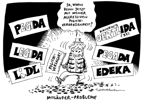 Cartoon: PEGIDA Oertel eigener Verein (medium) by Schwarwel tagged pegida,oertel,eigener,verein,ex,pressesprecherin,kathrin,demo,demonstration,aggression,politik,politikverdrossenheit,legida,lidl,edeka,mitläufer,problem,nazi,rechts,rassistisch,refugees,welcome,bachmann,islam,islamisierung,karikatur,schwarwel,pegida,oertel,eigener,verein,ex,pressesprecherin,kathrin,demo,demonstration,aggression,politik,politikverdrossenheit,legida,lidl,edeka,mitläufer,problem,nazi,rechts,rassistisch,refugees,welcome,bachmann,islam,islamisierung,karikatur,schwarwel