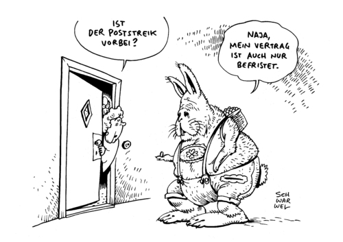 Cartoon: Post Streik Ostern (medium) by Schwarwel tagged post,streik,ostern,ostergrüße,osterhase,karikatur,schwarwel,post,streik,ostern,ostergrüße,osterhase,karikatur,schwarwel