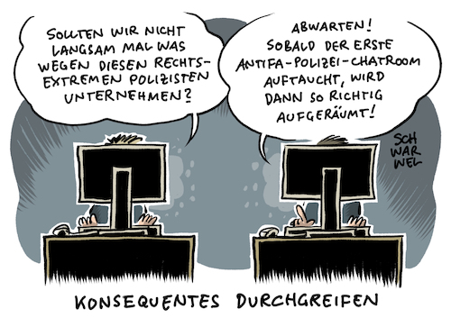 Cartoon: Rechtsextremismus Einzelfälle (medium) by Schwarwel tagged rechtsextremismus,polizei,rechtsextrem,rassismus,polizist,einzelfall,einzelfälle,chatgruppe,wahtsapp,chatgruppen,nazi,nazis,hitler,antifa,antifaschismus,linksextrem,linksradikal,rechtsradikal,ausländerfeindlichkeit,ausländerfeindlich,migranten,migration,ausländerhass,flüchtlinge,flüchtlingskrise,antisemitismus,holocaust,polizeiwache,terroranschlag,afd,nrw,hesen,polizeicomputer,polizeiarbeit,racial,profiling,cartoon,karikatur,schwarwel,rechtsextremismus,polizei,rechtsextrem,rassismus,polizist,einzelfall,einzelfälle,chatgruppe,wahtsapp,chatgruppen,nazi,nazis,hitler,antifa,antifaschismus,linksextrem,linksradikal,rechtsradikal,ausländerfeindlichkeit,ausländerfeindlich,migranten,migration,ausländerhass,flüchtlinge,flüchtlingskrise,antisemitismus,holocaust,polizeiwache,terroranschlag,afd,nrw,hesen,polizeicomputer,polizeiarbeit,racial,profiling,cartoon,karikatur,schwarwel