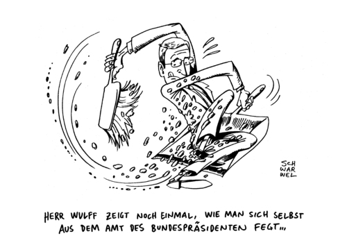 Cartoon: Rücktritt Wulff (medium) by Schwarwel tagged christian,wulff,rücktritt,amt,bundespräsident,politik,deutschland,politiker,karikatur,schwarwel,wulff,rücktritt,amt,bundespräsident
