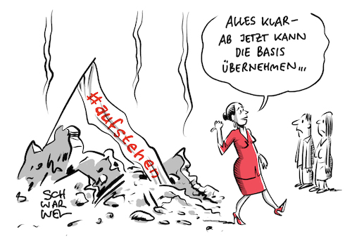 Cartoon: Sammlungsbewegung aufstehen (medium) by Schwarwel tagged sarah,wagenknecht,partei,die,linke,fraktionschefin,rückzug,linkspartei,aufstehen,bewegung,sammlungsbewegung,oskar,lafontaine,parteichefin,katja,kipping,flüchtlingspolitik,flüchtlinge,geflüchtete,flüchtlingskrise,cartoon,karikatur,schwarwel,sarah,wagenknecht,partei,die,linke,fraktionschefin,rückzug,linkspartei,aufstehen,bewegung,sammlungsbewegung,oskar,lafontaine,parteichefin,katja,kipping,flüchtlingspolitik,flüchtlinge,geflüchtete,flüchtlingskrise,cartoon,karikatur,schwarwel