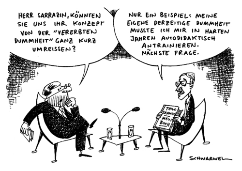 Cartoon: Sarrazin und vererbte Dummheit (medium) by Schwarwel tagged sarrazin,dummheit,erbe,buch,karikatur,schwarwel
