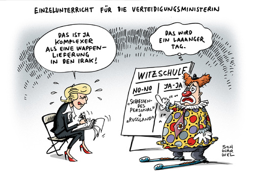 Cartoon: Schießendes Personal Leyen (medium) by Schwarwel tagged fußballnationalmannschaft,fußball,bundeswehr,armee,katar,krise,ukraine,humor,gewalt,waffen,schwarwel,karikatur,irak,krieg,russland,unterricht,witzeschule,clown,kritik,witz,schlechter,verteidigungsministerin,leyen,der,von,personal,schießendes,schießendes,personal,von,der,leyen,verteidigungsministerin,schlechter,witz,kritik,clown,witzeschule,unterricht,russland,krieg,irak,karikatur,schwarwel,waffen,gewalt,humor,ukraine,krise,katar,armee,bundeswehr,fußball,fußballnationalmannschaft