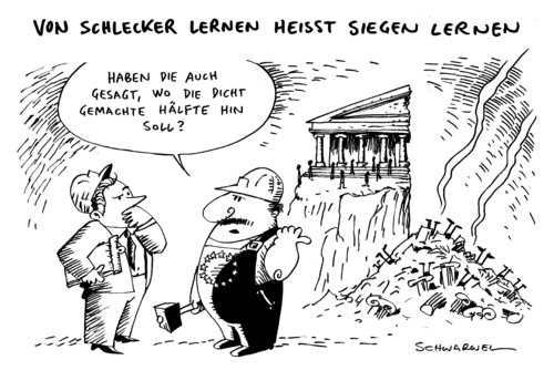 Cartoon: Schlecker Griechenland (medium) by Schwarwel tagged schwarwel,karikatur,zerstörung,arbeitslosigkeit,arbeitslos,entlassung,unternehmen,krise,mitarbeiter,kündigung,schließung,filiale,insolvenzverfahren,insolvenz,schlecker,schlecker,insolvenz,insolvenzverfahren,filiale,schließung,kündigung,mitarbeiter,krise,unternehmen,entlassung