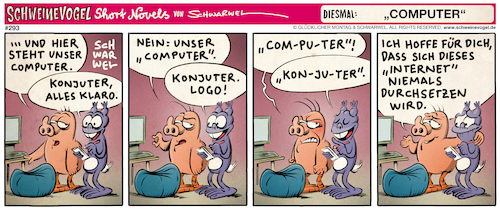 Cartoon: Schweinevogel Computer (medium) by Schwarwel tagged schweinevogel,schwarwel,iron,doof,sid,pinkel,comic,comicstrip,computer,pc,internet,schweinevogel,schwarwel,iron,doof,sid,pinkel,comic,comicstrip,computer,pc,internet