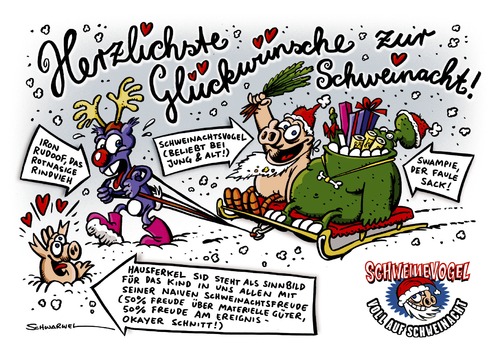 Cartoon: Schweinevogel Weihnachten (medium) by Schwarwel tagged sid,karte,post,schnee,winter,advent,weihnachten,schwarwel,swampie,doof,iron,schweinevogel