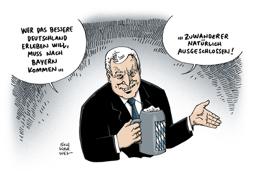 Cartoon: Seehofer gegen Europa Zuwanderer (medium) by Schwarwel tagged seehofer,gegen,europa,zuwanderer,zuwanderung,csu,chef,partei,politik,bayern,fasching,aschermittwoch,antieuropa,antizuwanderung,karikatur,schwarwel,seehofer,gegen,europa,zuwanderer,zuwanderung,csu,chef,partei,politik,bayern,fasching,aschermittwoch,antieuropa,antizuwanderung,karikatur,schwarwel