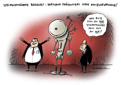 Cartoon: SPD Macht Kanzlerwahl (medium) by Schwarwel tagged spd,partei,macht,gerangel,wahl,wahlkampf,kanzlerwahl,sigmar,gabriel,kanzlerdrohne,karikatur,schwarwel,spd,partei,macht,gerangel,wahl,wahlkampf,kanzlerwahl,sigmar,gabriel,kanzlerdrohne,karikatur,schwarwel