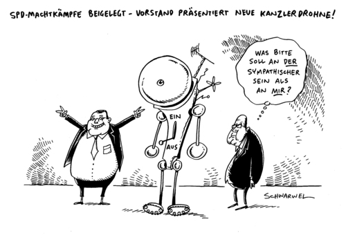 Cartoon: SPD Macht Kanzlerwahl (medium) by Schwarwel tagged spd,partei,macht,gerangel,wahl,wahlkampf,kanzlerwahl,sigmar,gabriel,kanzlerdrohne,karikatur,schwarwel,spd,partei,macht,gerangel,wahl,wahlkampf,kanzlerwahl,sigmar,gabriel,kanzlerdrohne,karikatur,schwarwel