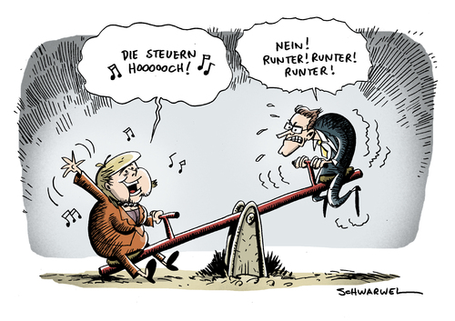 Cartoon: Steuern hoch und runter (medium) by Schwarwel tagged steuer,hoch,tief,angela,merkel,guido,westerwellse,cdu,fdp,partei,deutschland,republik,finanzen,wirtschaft,politik,haushalt,gesellschaft,steuerzahler,streit,steuer,hoch,tief,angela merkel,guido westerwellse,cdu,fdp,partei,deutschland,republik,finanzen,wirtschaft,angela,merkel,guido,westerwellse