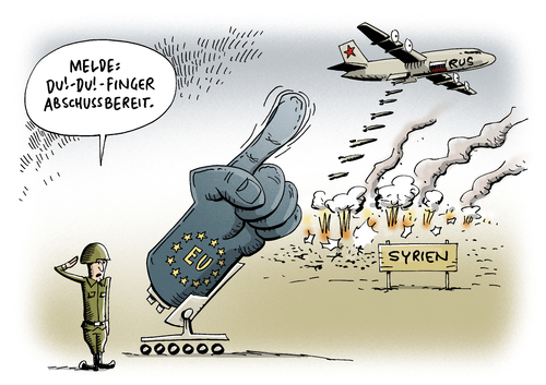 Cartoon: Syrien Russland Angriff (medium) by Schwarwel tagged syrien,russland,angriff,eu,stopp,russische,angriffe,rebellen,is,islamischer,statt,europäische,union,krieg,krise,hass,terror,gewalt,karikatur,schwarwel,syrien,russland,angriff,eu,stopp,russische,angriffe,rebellen,is,islamischer,statt,europäische,union,krieg,krise,hass,terror,gewalt,karikatur,schwarwel