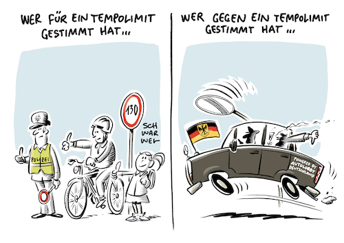 Cartoon: Tempolimit (medium) by Schwarwel tagged tempolimit,autobahn,deutsche,autobahnen,verkehr,auto,klima,klimaschutz,klimawandel,unfall,unfallzahlen,geschwindigkeit,geschwindigkeitsbegrenzung,straßenverkehr,umwelt,umweltschutz,umweltschützer,richtgeschwindigkeit,cartoon,karikatur,schwarwel,fetish,fetisch,tempolimit,autobahn,deutsche,autobahnen,verkehr,auto,klima,klimaschutz,klimawandel,unfall,unfallzahlen,geschwindigkeit,geschwindigkeitsbegrenzung,straßenverkehr,umwelt,umweltschutz,umweltschützer,richtgeschwindigkeit,cartoon,karikatur,schwarwel,fetish,fetisch