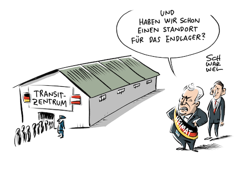 Cartoon: Transitzentren CSU Österreich (medium) by Schwarwel tagged bamf,statistik,asylanträge,asylantrag,asyl,asylsuchende,flüchtlinge,geflüchtete,flüchtlingskrise,flüchtlingspolitik,mittelmeer,flüchtlingsroute,grenze,grenzzaun,obergrenze,rechtsextrem,rechtsextremismus,rechtspopulismus,rechtspopulisten,rassistisch,rassismus,flüchtlingsunterkunft,aufnahmelager,transitzentren,aufnahmeunterkunft,notunterkunft,ausländer,ausländerfeindlichkeit,hassprediger,hass,hetze,rassenhass,wut,wutbürger,angst,vor,flüchtlingen,afd,gauland,weidel,von,stoorch,söder,seehofer,sebastian,kurz,fpö,nazi,nazis,nationalsozialismus,kz,konzentrationslager,auschwitz,nonazis,asylbewerber,angstmacher,asylstreit,asylpolitik,asylkrise,politik,politiker,endlager,endlösung,lager,juden,judenhass,verbrennung,holocaust,geschichte,demokratie,diktatur,csu,cdu,merkel,union,cartoon,karikatur,schwarwel,bamf,statistik,asylanträge,asylantrag,asyl,asylsuchende,flüchtlinge,geflüchtete,flüchtlingskrise,flüchtlingspolitik,mittelmeer,flüchtlingsroute,grenze,grenzzaun,obergrenze,rechtsextrem,rechtsextremismus,rechtspopulismus,rechtspopulisten,rassistisch,rassismus,flüchtlingsunterkunft,aufnahmelager,transitzentren,aufnahmeunterkunft,notunterkunft,ausländer,ausländerfeindlichkeit,hassprediger,hass,hetze,rassenhass,wut,wutbürger,angst,vor,flüchtlingen,afd,gauland,weidel,von,stoorch,söder,seehofer,sebastian,kurz,fpö,nazi,nazis,nationalsozialismus,kz,konzentrationslager,auschwitz,nonazis,asylbewerber,angstmacher,asylstreit,asylpolitik,asylkrise,politik,politiker,endlager,endlösung,lager,juden,judenhass,verbrennung,holocaust,geschichte,demokratie,diktatur,csu,cdu,merkel,union,cartoon,karikatur,schwarwel