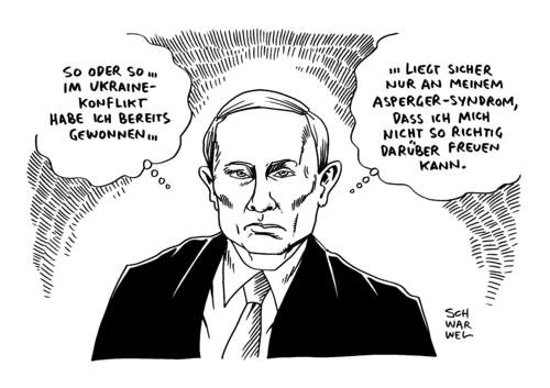 Cartoon: Ukraine Krise Putin Asperger (medium) by Schwarwel tagged ukraine,krise,putin,akte,asperger,syndrom,amerikanische,medien,karikatur,schwarwel,ukraine,krise,putin,akte,asperger,syndrom,amerikanische,medien,karikatur,schwarwel