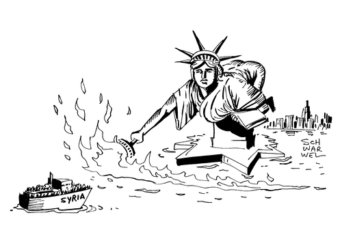 Cartoon: USA Angst vor Islamisten (medium) by Schwarwel tagged syrische,flüchtlinge,syrien,asyl,asylanten,asylbewerber,usa,us,freiheitsstatue,freiheit,angst,islam,anschlag,islamisten,karikatur,schwarwel,syrische,flüchtlinge,syrien,asyl,asylanten,asylbewerber,usa,us,freiheitsstatue,freiheit,angst,islam,anschlag,islamisten,karikatur,schwarwel