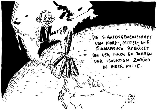 Cartoon: USA Kuba Ende Kalter Krieg (medium) by Schwarwel tagged usa,kuba,ende,kalter,krieg,obama,castro,nation,bombem,raketen,waffen,gewalt,karikatur,schwarwel,staat,staatengemeinschaft,amerika,usa,kuba,ende,kalter,krieg,obama,castro,nation,bombem,raketen,waffen,gewalt,karikatur,schwarwel,staat,staatengemeinschaft,amerika