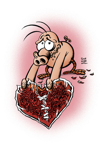 Cartoon: Valentinstag (medium) by Schwarwel tagged tag,aufmerksamkeit,gratulation,blumenstrauß,blume,februar,14,leipzig,lustig,cartoon,comicfigur,comic,romantik,liebesbeweis,kuss,verliebt,geschenk,blumen,rosen,gebrochenes,freundschaft,liebe,herz,valentinstag,schweinevogel,schwarwel,der,gedicht,schwarwel,schweinevogel,valentinstag,herz,liebe,freundschaft,gebrochenes,rosen,blumen,geschenk,verliebt,kuss,liebesbeweis,romantik,comic,comicfigur,cartoon,lustig,leipzig,14,februar