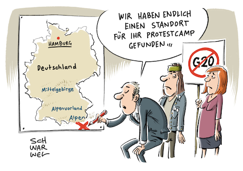 Cartoon: Verbot G20 Protestcamp (medium) by Schwarwel tagged g20,gipfel,protestcamp,protest,demo,demonstration,hamburg,deutschlad,gegner,politik,wirtschaft,olg,oberveraltungsgericht,gericht,recht,gesetz,zeltstadt,altivist,aktivisten,bündnis,entern,kapital,kapitalismus,versammlung,versammlungsrecht,industrie,ökonomie,globalisierung,karikatur,schwarwel,g20,gipfel,protestcamp,protest,demo,demonstration,hamburg,deutschlad,gegner,politik,wirtschaft,olg,oberveraltungsgericht,gericht,recht,gesetz,zeltstadt,altivist,aktivisten,bündnis,entern,kapital,kapitalismus,versammlung,versammlungsrecht,industrie,ökonomie,globalisierung,karikatur,schwarwel