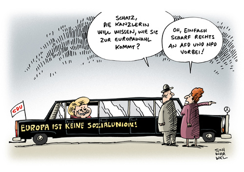 Cartoon: Wahl Merkel Kritik (medium) by Schwarwel tagged wahl,merkel,kritik,cdu,wahlkampf,provokation,spd,grüne,sozialleistungen,europa,karikatur,schwarwel,kanzler,kanzlerin,europawahl,scharf,afd,npd,nazi,sozialunion,rechts,wahl,merkel,kritik,cdu,wahlkampf,provokation,spd,grüne,sozialleistungen,europa,karikatur,schwarwel,kanzler,kanzlerin,europawahl,scharf,afd,npd,nazi,sozialunion,rechts