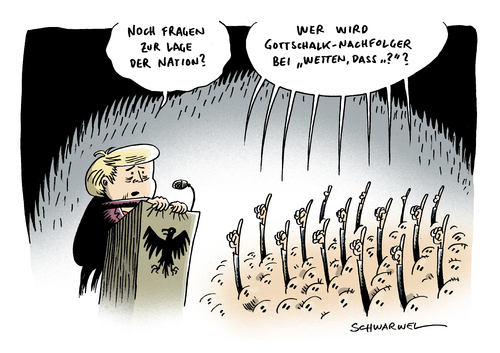 Cartoon: Wetten dass ...? (medium) by Schwarwel tagged wetten,dass,fernsehen,show,fernsehshow,gottschalk,thomas,hape,kerkelung,deutsch,nation,angela,merkel,angie,nachfolger,tv,karikatur,schwarwel,wetten dass,fernsehshow,gottschalk,hape kerkeling,wetten,dass,hape,kerkeling