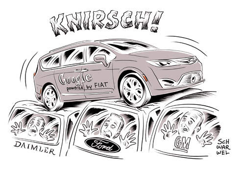 Cartoon: Wettlauf um Auto der Zukunft (medium) by Schwarwel tagged wettlauf,konkurrenz,wettbewerb,auto,kfz,der,zukunft,technologie,fortschritt,technik,technologiekonzrn,google,apple,autobauer,karikatur,schwarwel,autokonzern,wettlauf,konkurrenz,wettbewerb,auto,kfz,der,zukunft,technologie,fortschritt,technik,technologiekonzrn,google,apple,autobauer,karikatur,schwarwel,autokonzern