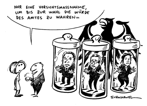 Cartoon: Würde Amt Bundespräsident (medium) by Schwarwel tagged kandidat,bundespräsident,schloss,bellevue,deutschland,präsidentenkrise,horst,köhler,karikatur,schwarwel