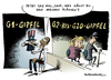 Cartoon: G20 Gipfel Streit Merkel Obama (small) by Schwarwel tagged g20 gipfel wirtschaft streit angela merkel barack obama mächte staat karikatur schwarwel