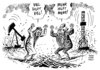 Cartoon: OPEC contra US Frackingindustrie (small) by Schwarwel tagged opec,contra,amerika,öl,ölmarkt,markt,arabien,us,usa,fracking,industrie,unternehmen,pleite,karikatur,schwarwel,saudi
