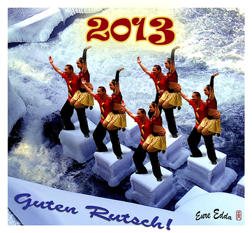 Cartoon: 2013 - Guten Rutsch ! (medium) by edda von sinnen tagged guten,rutsch,2013,silvester,happy,new,year,germany,illustration,edda,von,sinnen
