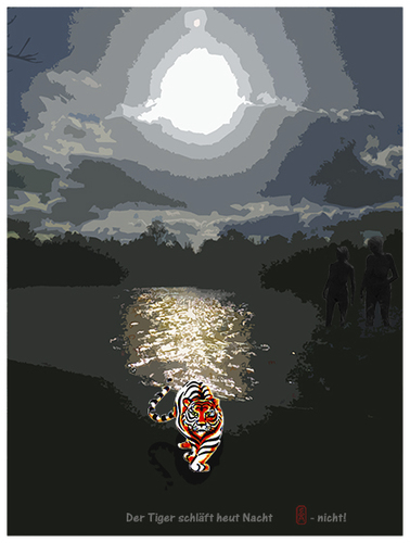Cartoon: Tiger cats (medium) by edda von sinnen tagged tiger,cats,nacht,night,gefahr,jeopardy,edda,von,sinnen,illustration