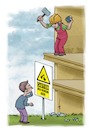 Cartoon: Work above (small) by tinotoons tagged caution,work,above,hammer,rock,worker