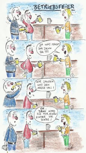 Cartoon: Betriebsfeier (medium) by Busch Cartoons tagged binde,kippen,bier,chef,arsch,betriebsfeier,alkohol,party,saufen,trinken,mitarbeiter,mitarbeiterin