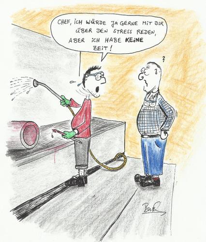 Cartoon: Stress (medium) by Busch Cartoons tagged arbeitspaltz,zeit,kollege,mitarbeiter,stress,chef