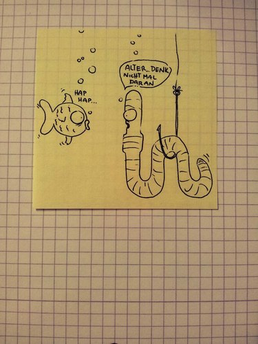 Cartoon: Fischfutter (medium) by Post its of death tagged fisch,wurm