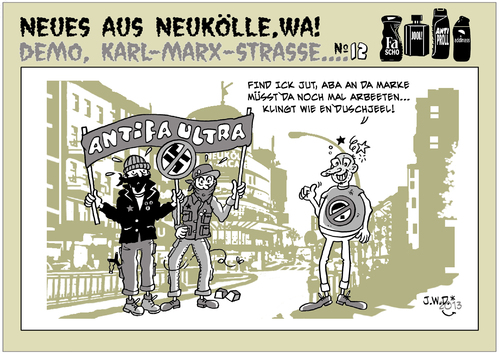 Cartoon: ANTIFA (medium) by JWD tagged nazis,raus,kiez,berlin,neukölln,nazifreie,zone,anti,fa,demo,demonstration,gegen,rechts,rechte,linke