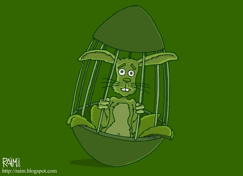 Cartoon: green easter bunny (medium) by raim tagged bunny,raim,green