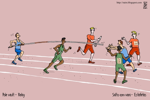Cartoon: Pole vault - Relay (medium) by raim tagged pole,vault,relay,games,olympics