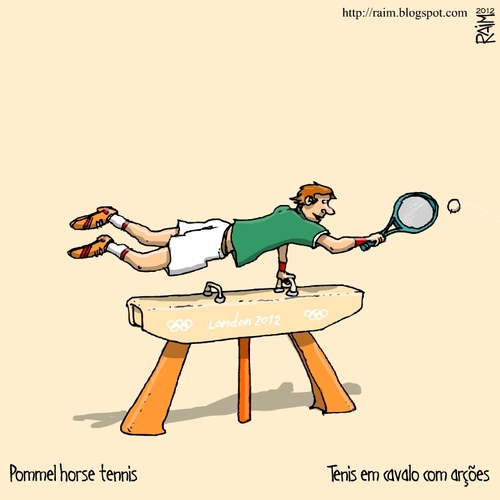 Cartoon: Pommel horse tennis (medium) by raim tagged pommel,horse,tennis,games,olympics