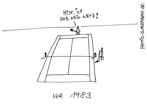 Cartoon: Kein Netz (medium) by Matti tagged ich,hab,kein,netz,handy,mobilfunk,tennis,sport,tennisplatz,spiel,satz,matti,mattis,supermarkt
