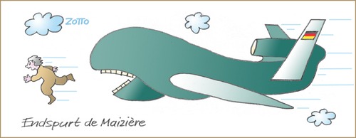 Cartoon: Endspurt de Maiziere (medium) by Zotto tagged drohnen,luftwaffe,verteidigung